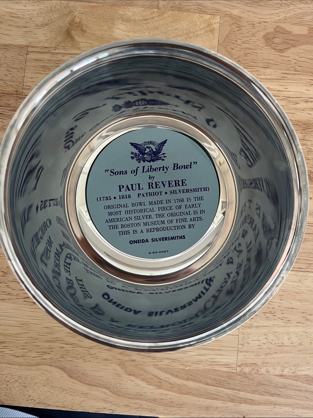 Sons of Liberty 6" Silver Bowl Paul Revere Repro Oneida Silversmiths